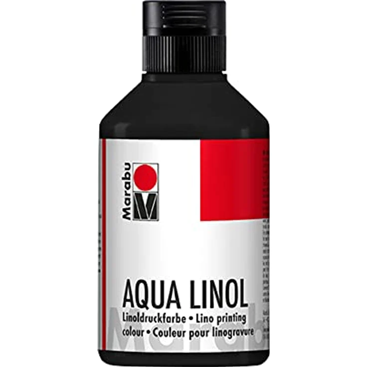 Marabu Aqua Linoldruckfarbe, wischfest, Schwarz, 250 ml, für Hochdrucktechniken in Schule und Grafik – Bild 1