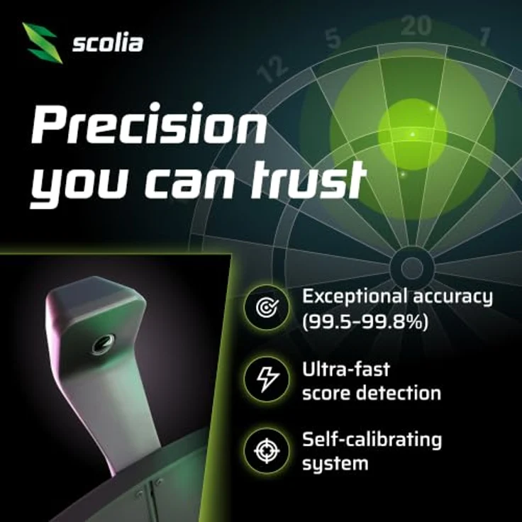 Scolia "Home 2 Flex" Autoscoring-System, automatische Punktezählung für Steeldarts mit 360° LED Beleuchtung, flexibles Abo-Modell – Bild 5