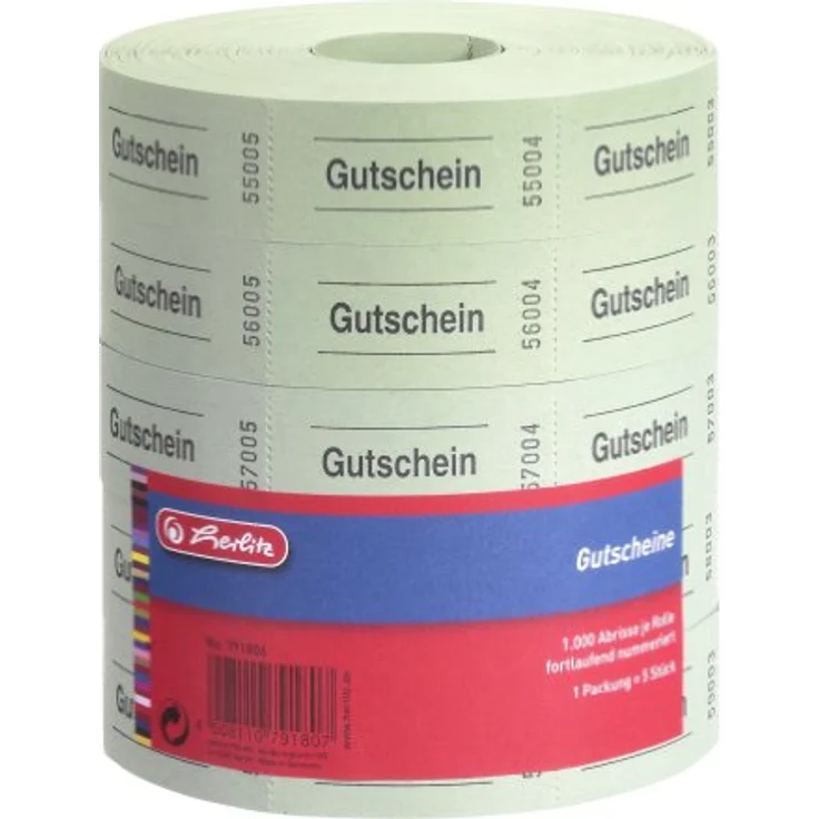 Herlitz 791780 Getränkemarken, 5x1000 Abrisse (Farben sortiert) – Bild 2
