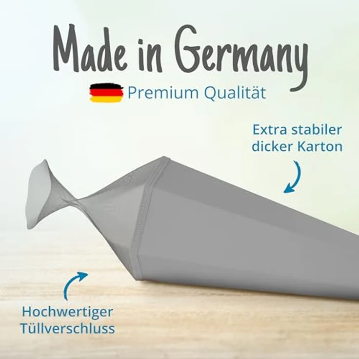 itenga Bastelschultüte Schultütenrohling Zuckertüte Schultüte eckig 85 cm mit Tüllverschluss (grau) – Bild 6