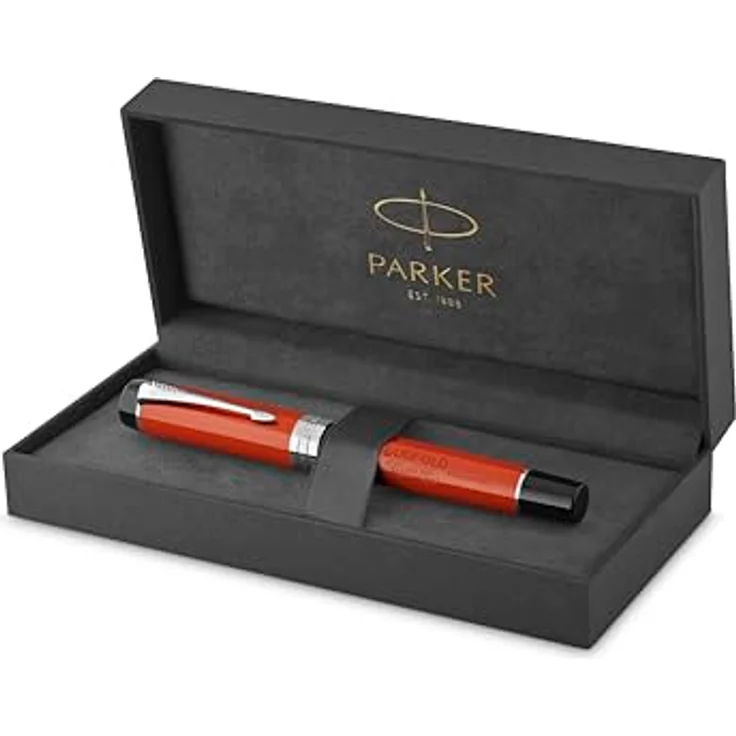 Parker Pen Centennial Duofold Classic Big Red, Luxuriöser Schreibstift mit 18-Karat-Goldfeder, Schwarz – Bild 2