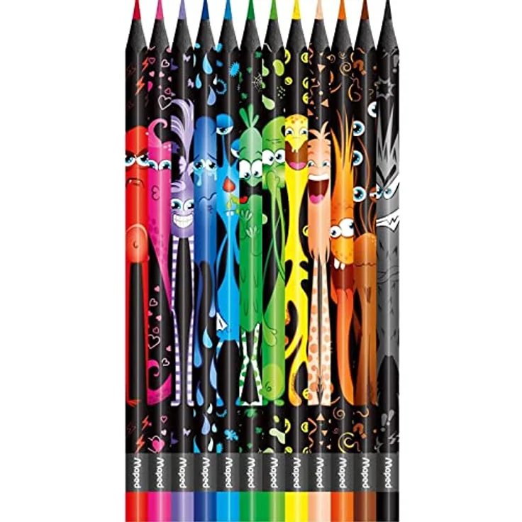 Maped 862612 - ergonomische Drei-Kant-Buntstifte, Farbstifte COLOR'PEPS BLACK MONSTER - schwarzer Schaft und bunte Monster-Bedruckung - 12x Stifte – Bild 4