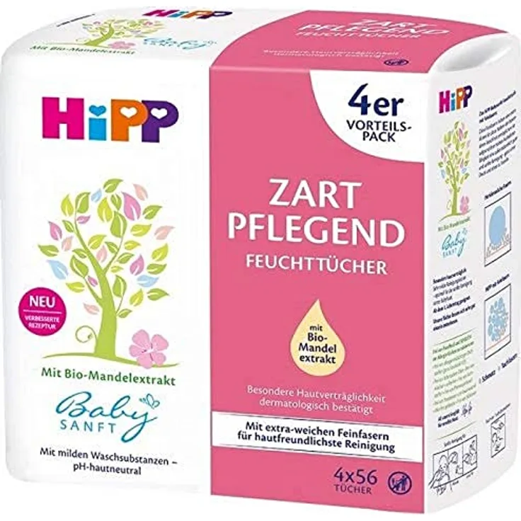 HiPP Babysanft Feuchttücher Zart Pflegend, 3er Pack (3 x 224 Stück)