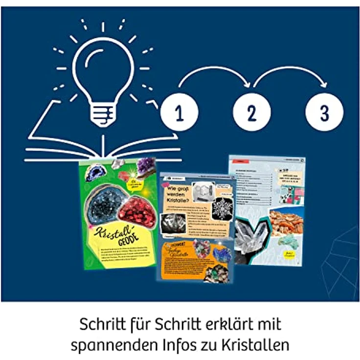 KOSMOS 645601 Kristalle züchten - Lass faszinierende Kristalle wachsen - Komplett-Set, glitzernde Blitzkristalle, Schatztruhe, Deko, Experimentierkasten - Kinder ab 10-14 Jahre – Bild 4