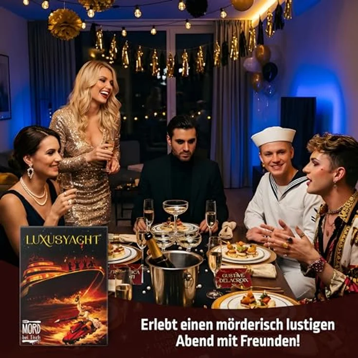 Mord bei Tisch Krimidinner, Der Luxusyacht Fall - Krimi Spiel für 4-6 Personen ab 16 Jahren mit flexiblen Rollen und Einladungslinks – Bild 4
