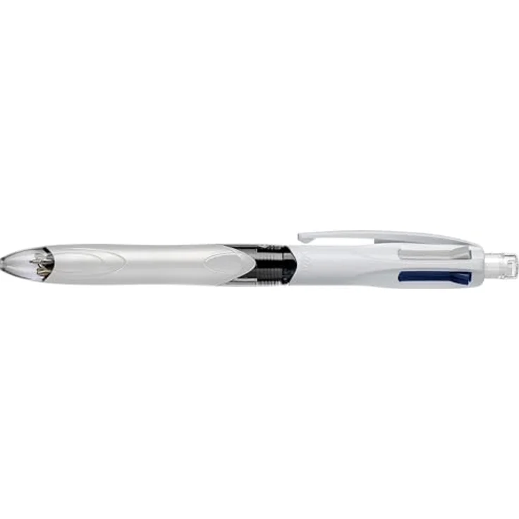 Bic 4 Colours M/HB 942104, Multifun Schreibstift mit HB-Bleistiftmine, 12 Stück, Weiß/Silber – Bild 6