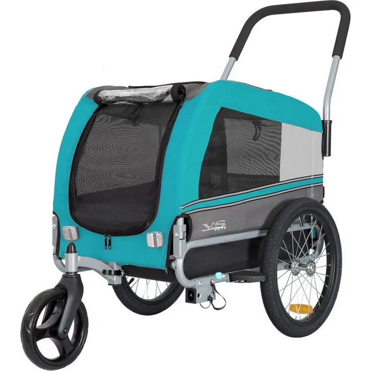 TIGGO Fahrradhundeanhänger Tiggo VS Pets Medium Hundeanhänger & Buggy 2in1 Fahrradanhänger, für Hunde bis 23 kg, Insektenschutz und Schiebedach, mit großer Aufbewahrungstasche, klappbar, TIGGO