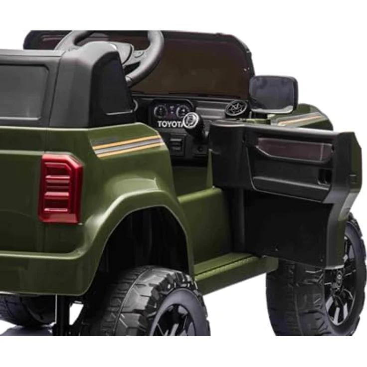 Beneo Motors Elektrisches Kinderauto Toyota Landcruiser 12V, militärgrün, mit 2,4 GHz Fernbedienung, Bluetooth, USB/AUX-Eingang, Federung, LED-Lichtern und 2 x 25W Motor – Bild 4