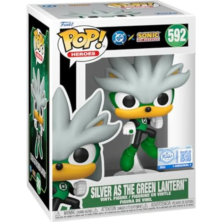 Funko POP! Heroes: Justice League & Sonic - Silver as Green Lantern, Vinyl-Minifigur, 9,5 cm, hohen Sammlerwert – Bild 1