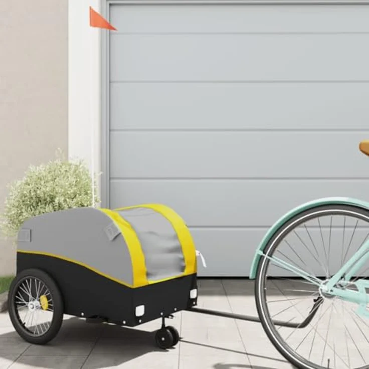 vidaXL Fahrradkinderanhänger Fahrradanhänger Schwarz und Gelb 30 kg Eisen, Robustes Material mit praktischem Design – Bild 2