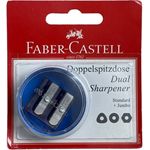 Faber-Castell Anspitzer 185498, Doppelspitzdose rund für Blei- und Farbstifte Standard & Jumbo, sortierte Farben