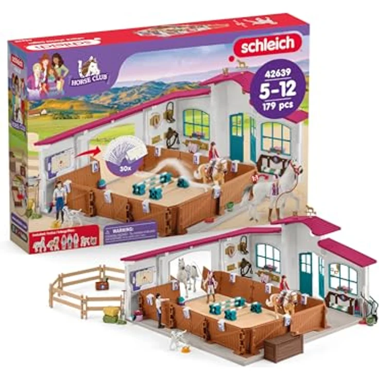 Schleich Reithalle Peppertree, Spielset mit Zubehör für Voltigieren und Springreiten, ca. 53,5 x 52 x 35,1 cm – Bild 1