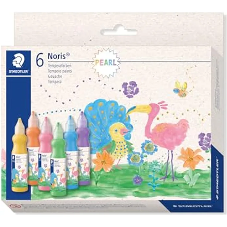 STAEDTLER 8853 Temperafarben Metallic, 6er Set in sortierten Metallic-Farben, hohe Deckkraft für verschiedene Untergründe