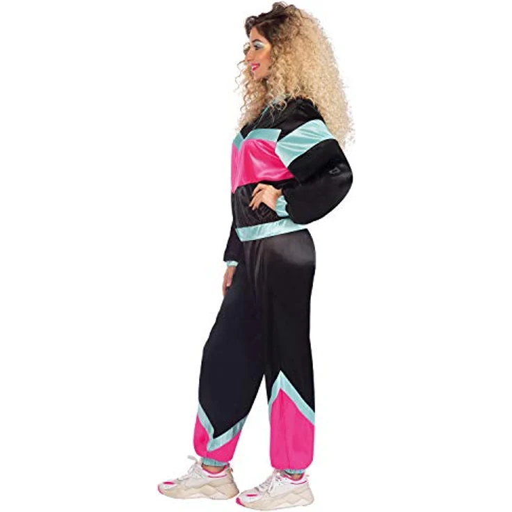 Amscan Erwachsenenkostüm 80s Shell Suit, Jacke und Trainingshose, schwarz, Größe S – Bild 2