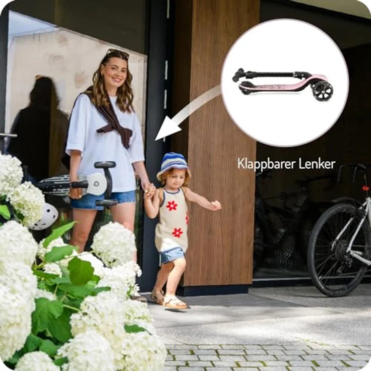 MoMi SAN 2-in-1 3-Rad-Kinderroller, höhenverstellbarer Lenker 60/66/72 cm, klappbar, LED-Räder, ABEC-7, Trittbremse, 2,7 kg – Bild 6