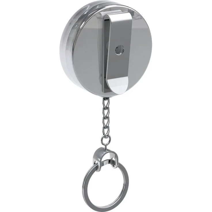 BASI Schlüsselanhänger Basi Schlüsselclip 0006-0555 Silber 1 St. - Gürtel-Clip mit ausziehbarer Kette, Durchmesser 52mm
