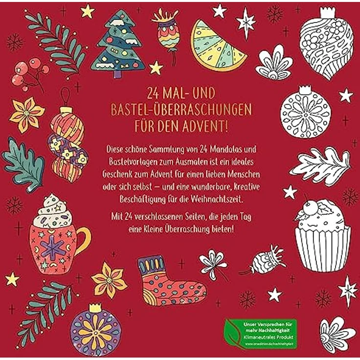 Ars Edition Adventskalender Ausmal-Adventskalender – Mandala-Zauber mit 24 verschiedenen Motiven für kreative Beschäftigung zur Entspannung – Bild 2