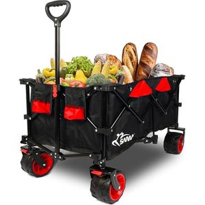 Bild für SAMAX Bollerwagen Handwagen Kühltasche Gartenwagen Strandwagen Klappbar Faltbarer Transportwagen Offroad Travel