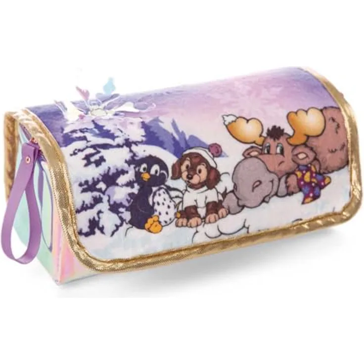 NICI Mäppchen zum Rollen Cosy Winter, 19x7x7cm, plüschig, grüne Winterlandschaft mit 3D Schneeflocke