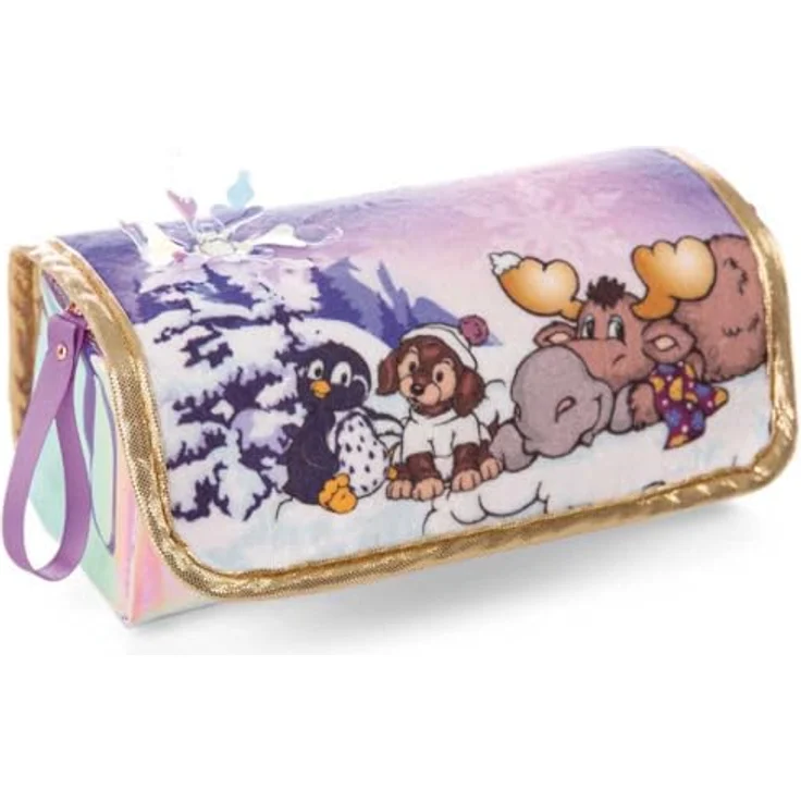 NICI Mäppchen zum Rollen Cosy Winter, 19x7x7cm, plüschig, grüne Winterlandschaft mit 3D Schneeflocke – Bild 1