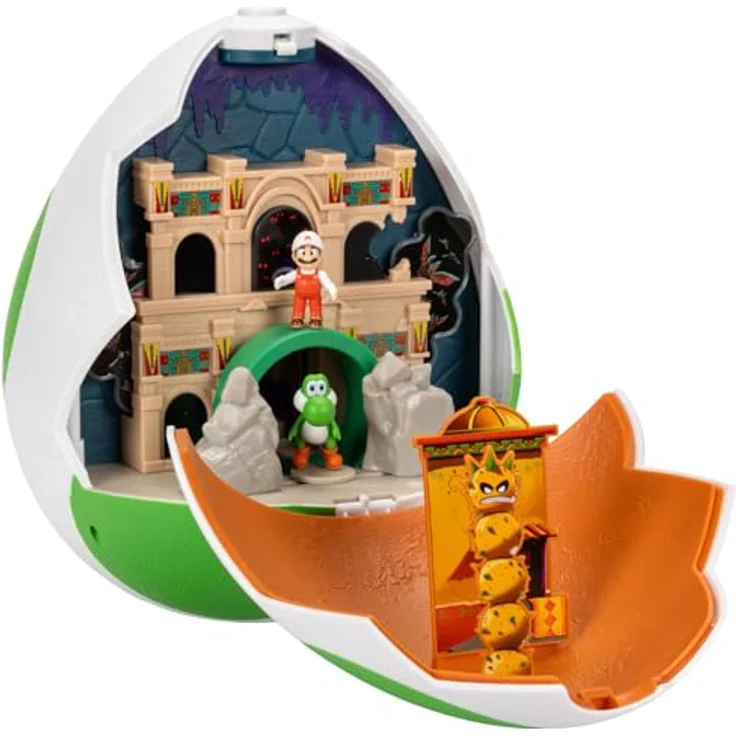 THE SUPER MARIO BROS. MOVIE Super Mario Galaxy Movie-Spielset, 23 cm Yoshi-Ei mit 3,8 cm Yoshi und exklusiver Feuer-Mario-Figur, doppelseitiges Spielset mit New Yorker und Dry Outpost-Seite – Bild 1