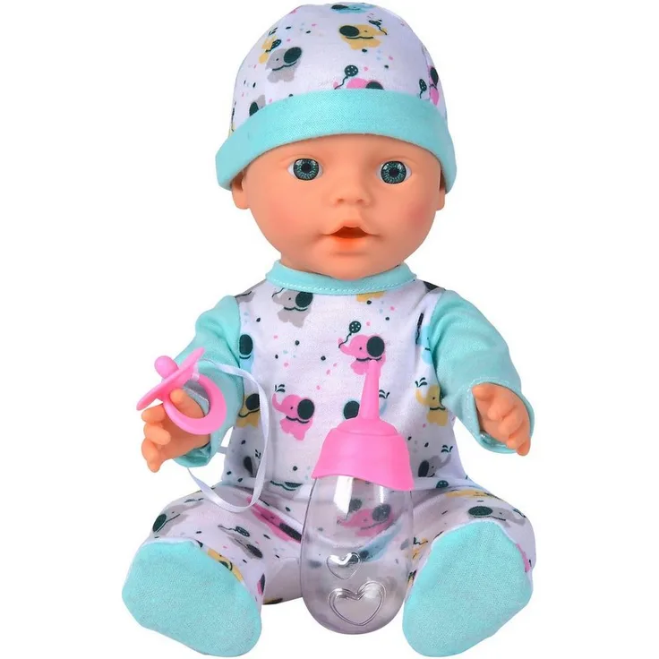 SIMBA Babypuppe New Born Baby, kleiner Elefant, mit Trink- und Pipi-Funktion, 30 cm, bunt