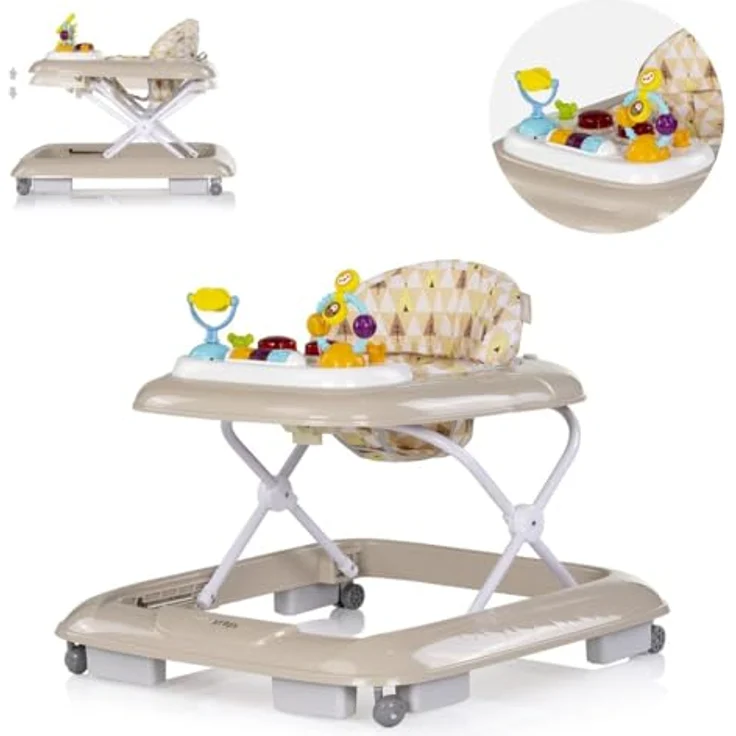 Chipolino Lauflernhilfe Baby Steps, klappbar mit Musik- und Spielpanel, 360° drehbare Räder, beige – Bild 1