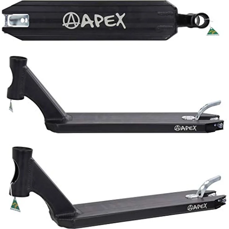 Apex Stuntscooter Apex Pro Stunt-Scooter Deck 580 (49cm) schwarz, aus wärmebehandeltem australischem T6 Aluminium, mit Schienen für Grinding und abgeflachten Seiten – Bild 2