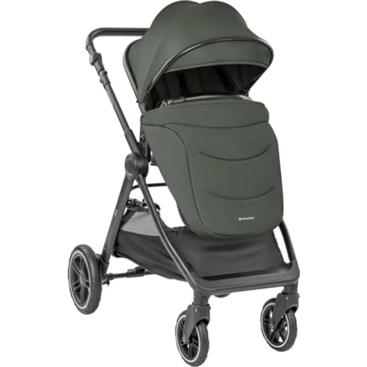 Kikka Boo Kombikinderwagen Ava 3 in 1, mit Babywanne, Babyschale, Gummirädern und Wickeltasche, grün – Bild 2
