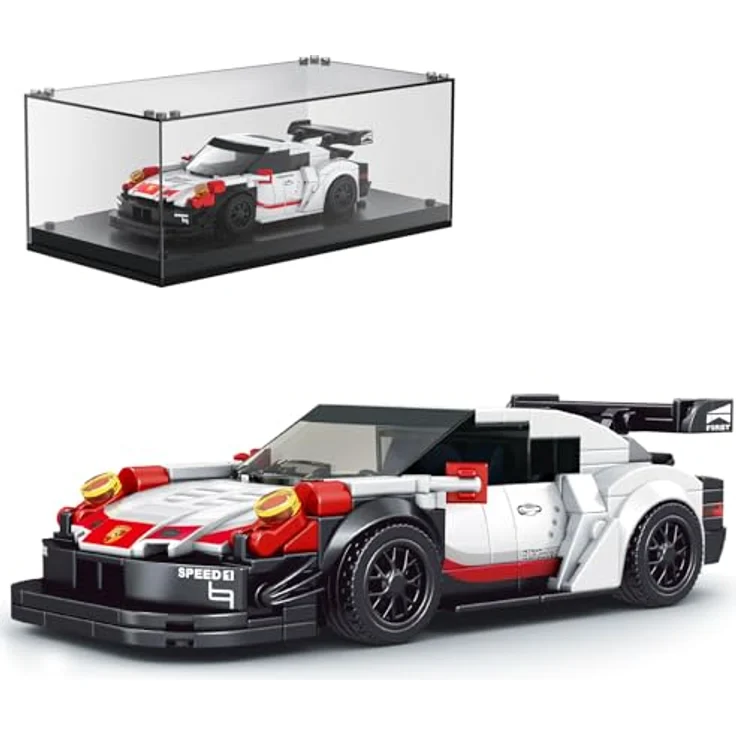 Mould King 27010 Speed Champion 911 RSR Sportwagen Bausteine Set mit Vitrine, 349 Teile, umweltfreundliches ABS-Material – Bild 1