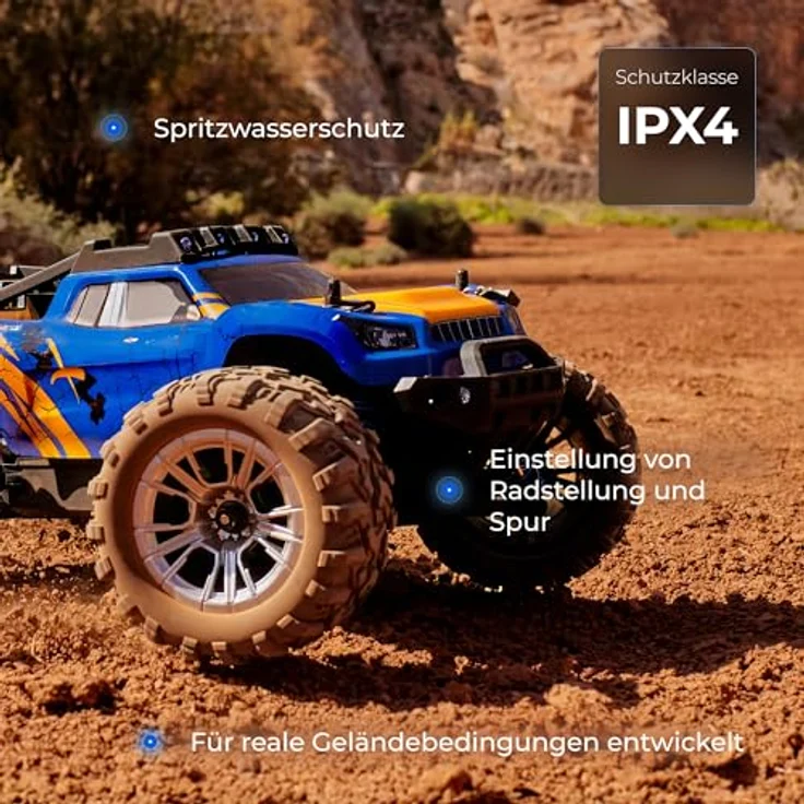 Overmax X-Shard RC Monster Truck 4x4 1:16, LED-Beleuchtung, Metallantrieb, IPX4, 30 km/h, RTR Offroad Auto – Bild 8