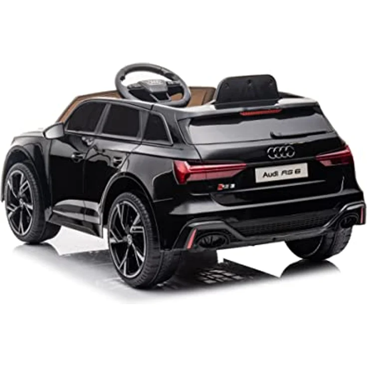 FINOOS Kinder Elektroauto A.U.D.I RS6 12V Original Lizenz Kinderauto Kinderfahrzeug - 2,4 Ghz Rc Fernbedienung (Schwarz) - Elektroauto für Kinder mit 2 x 30-W-Motor und Audioschnittstellen – Bild 4