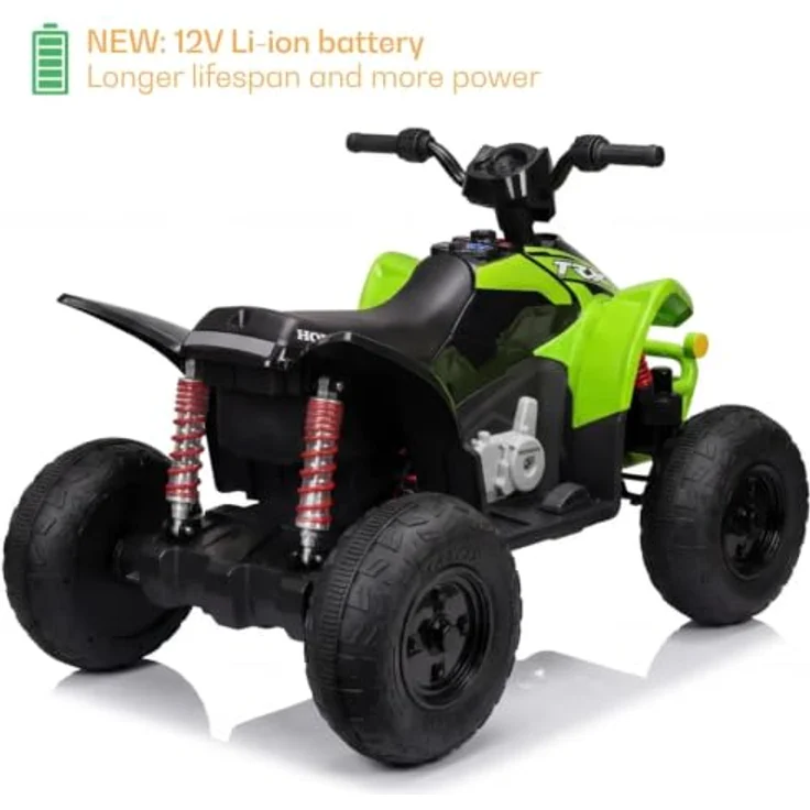 Vrooomy Honda TRX90X Elektro Kinderquad 12V, für 3-6 Jahre, grüner Li-Ionen-Akku, 90 Min. Fahrzeit, Bluetooth MP3-Player, Stoßdämpfer, 30 kg Belastung – Bild 2