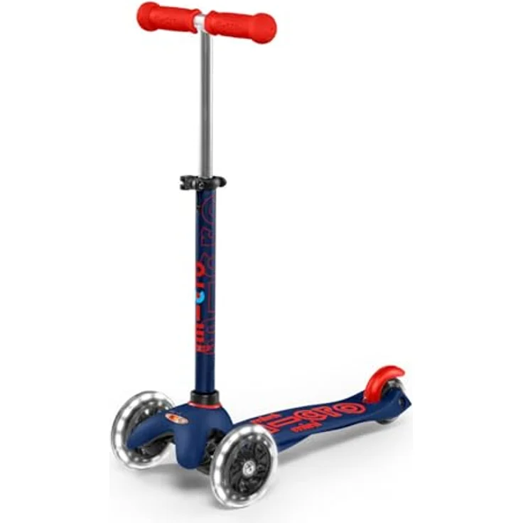 MICRO Mini Deluxe LED, Dreirad-Scooter mit Neigefunktion, bewegungsaktivierten Leuchträdern für Kinder von 2-5 Jahren, marineblau – Bild 1