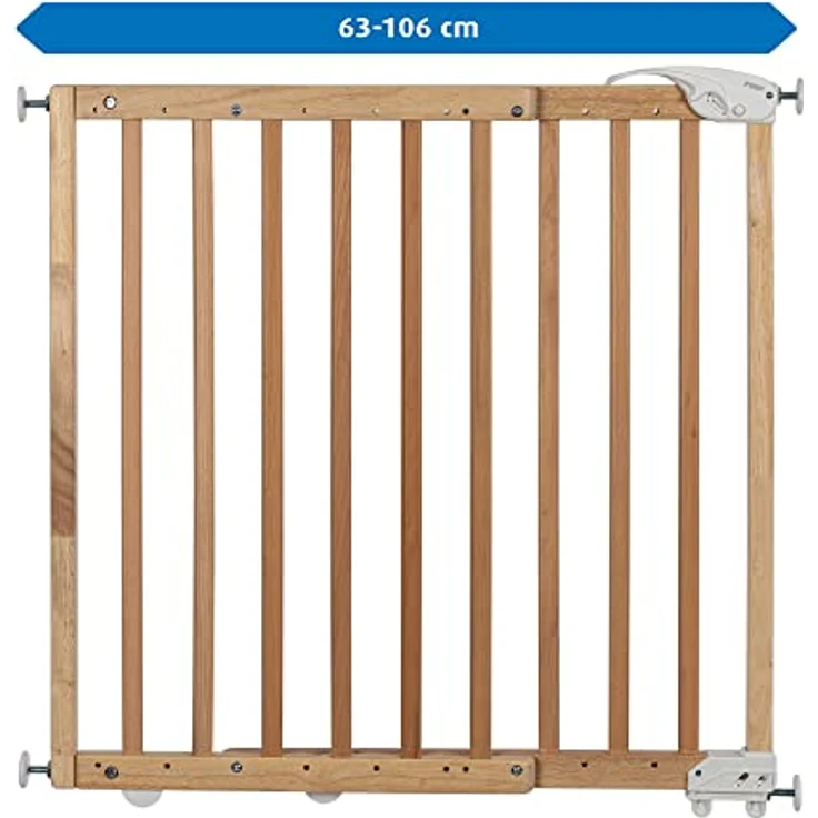 Türgitter und Treppenschutzgitter zum Klemmen oder Schrauben, Baukasten zum Zusammenbauen, ausziehbar 63-106 cm, Natur – Bild 1