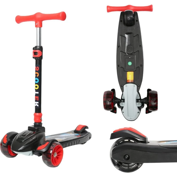 Europebazar Habib Train Scooter Kinderroller | 3-Rad, Faltbar, LED-Licht, Höhenverstellbar, Schwarz