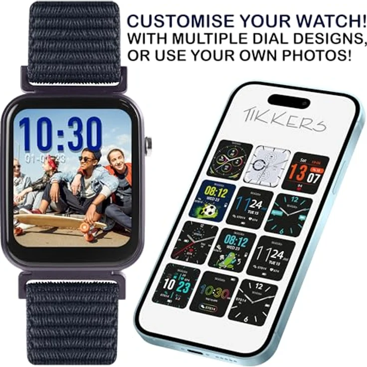 Tikkers Kids Series 13 Smartwatch mit Fitness-Tracker, GPS, Kamera, Pulsmesser, Schrittzähler - Marineblau – Bild 2