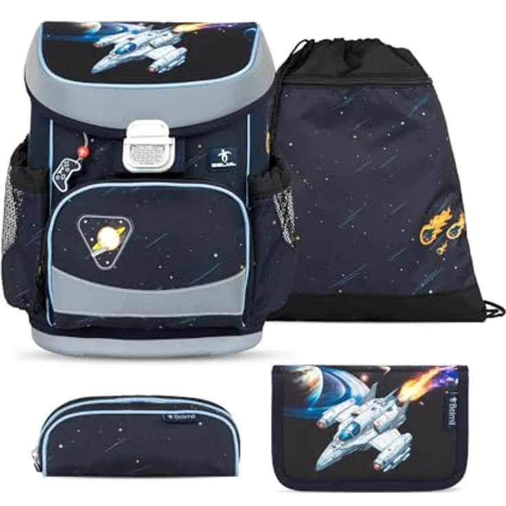 Belmil Mini-fit Schulranzen Set 4-teilig, ergonomisch, superleicht, mit Brustgurt, wasserdicht, für Grundschule 1. - 2. Klasse, Volumen 17 L – Bild 1