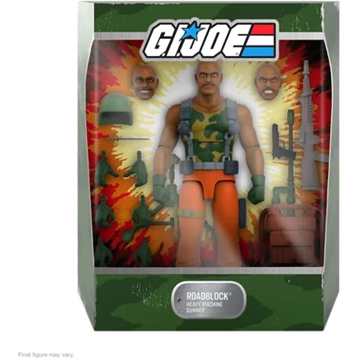 Super7 G.I. Joe Roadblock (Cartoon Accurate) - 17,8 cm Actionfigur mit 3 Köpfen, 8 Händen, Blaster-Pistole und schwerem Maschinengewehr – Bild 2