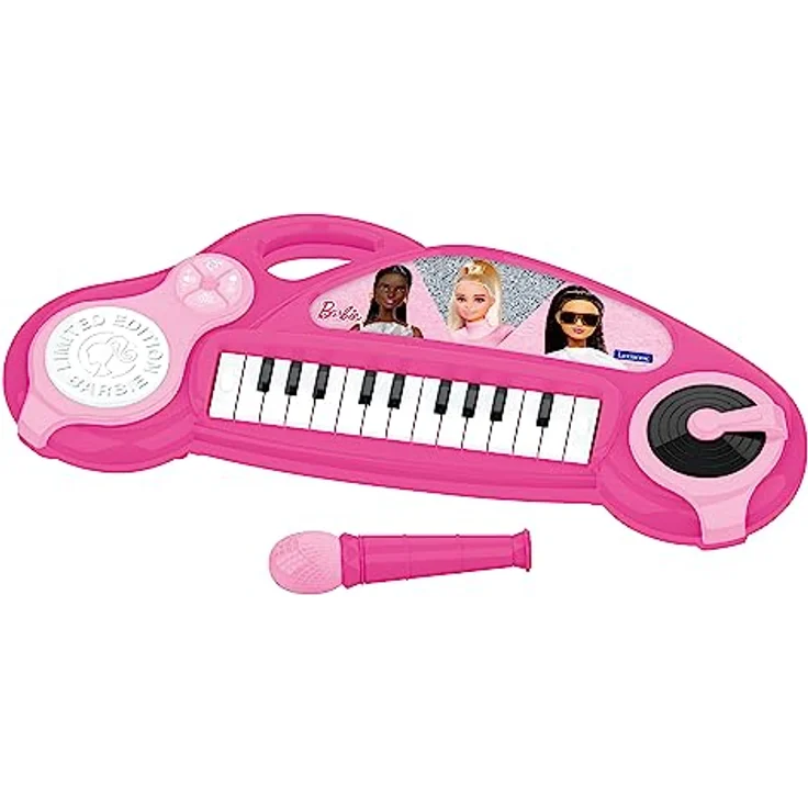 Lexibook Barbie Elektronisches Klavier für Kinder mit Lichteffekten, Mikrofon, Schlagzeug, integriertem Lautsprecher, Demo-Melodien, DJ-Player, rosa, K704BB – Bild 1