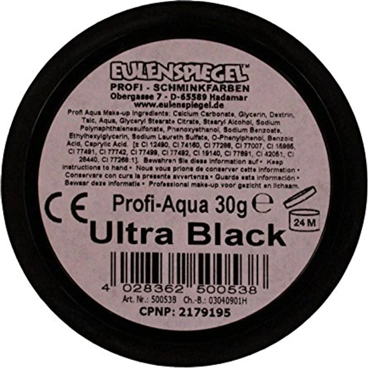 Eulenspiegel 500538 Profi-Aqua Schminke, Ultra Black, 20 ml - wasserlösliche Schminke, vegan, wischfest, Made in Germany – Bild 2
