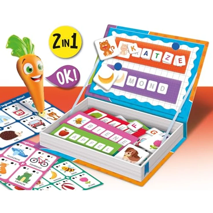 Lisciani Montessori Carotina - Buchstaben und Wörter 2 in 1, Lernspiel mit magnetischen und elektronischen Elementen, Made in Europe – Bild 2