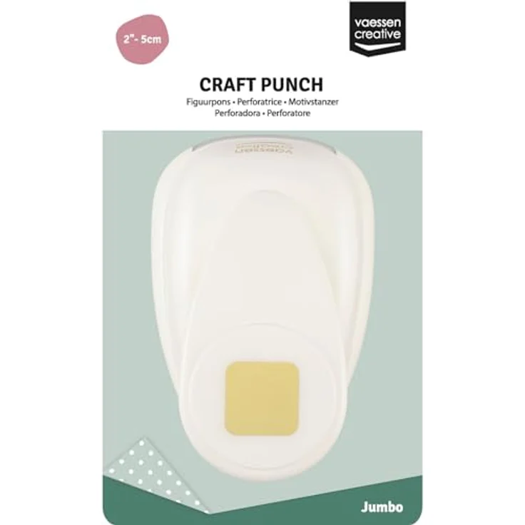 Vaessen Creative Motivstanzer Quadrat, 3.4 x 3.4 cm, für Bastelpapier und Scrapbooking, Weiß/Rosa – Bild 4