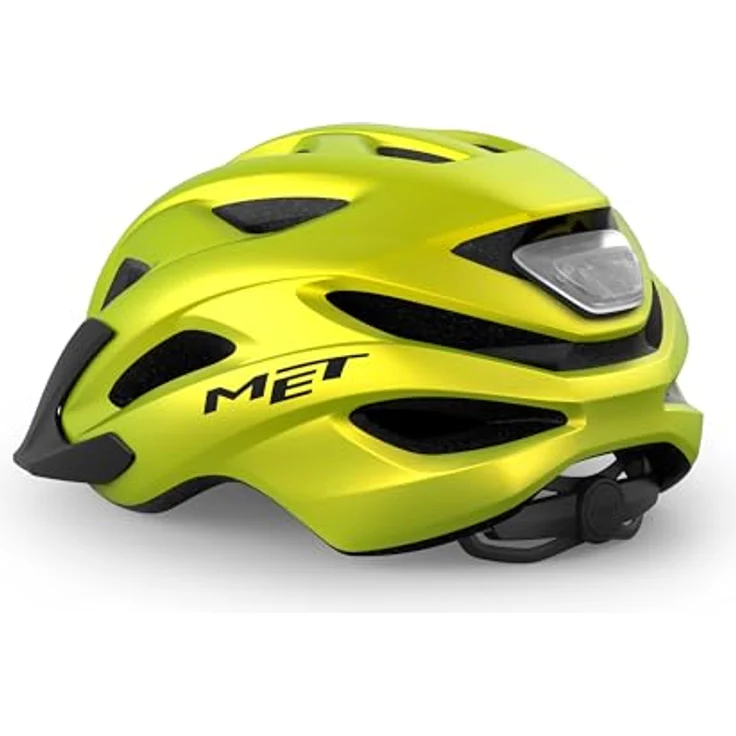 MET Crossover Fahrrad Helm, Limettengelb Metallic Matt, Einheitsgröße mit erweiterter Kopfabdeckung und Safe-T Sport Fit System – Bild 2