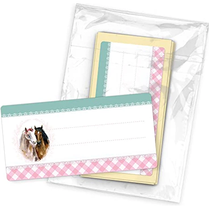 itenga 40x Buchetiketten Heftetiketten 9x4,5cm, selbstklebende Namensschild Aufkleber aus Haftpapier (Pferd) – Bild 3