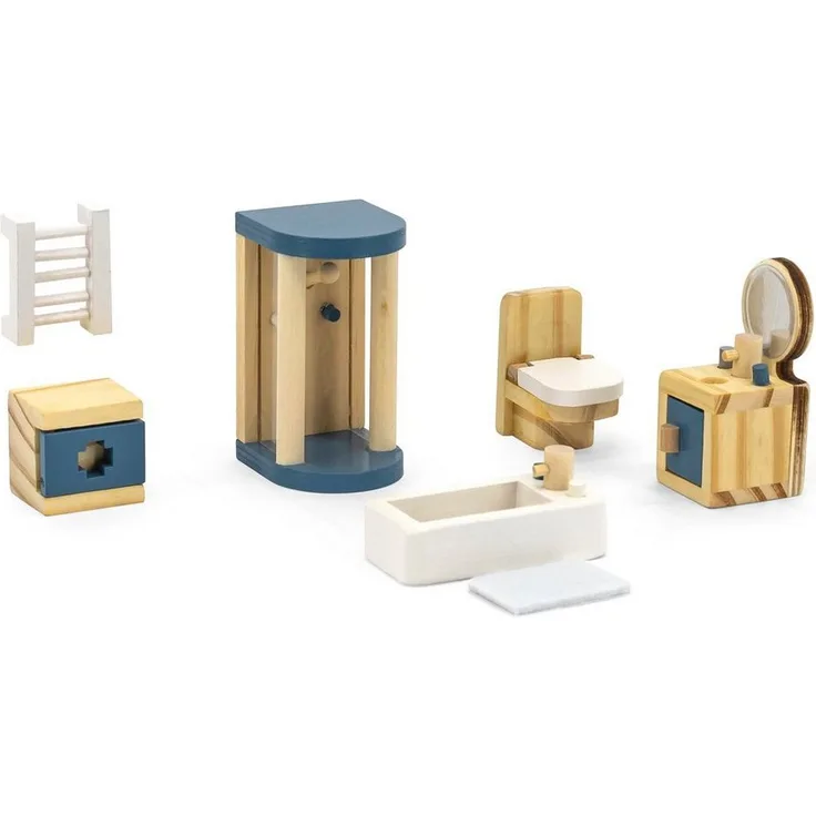 TikTakToo Puppenhausmöbel Komplettset, 5 Zimmer für Biegepüppchen, Schlaf- und Wohnzimmer, Küche, Bad und Kinderzimmer