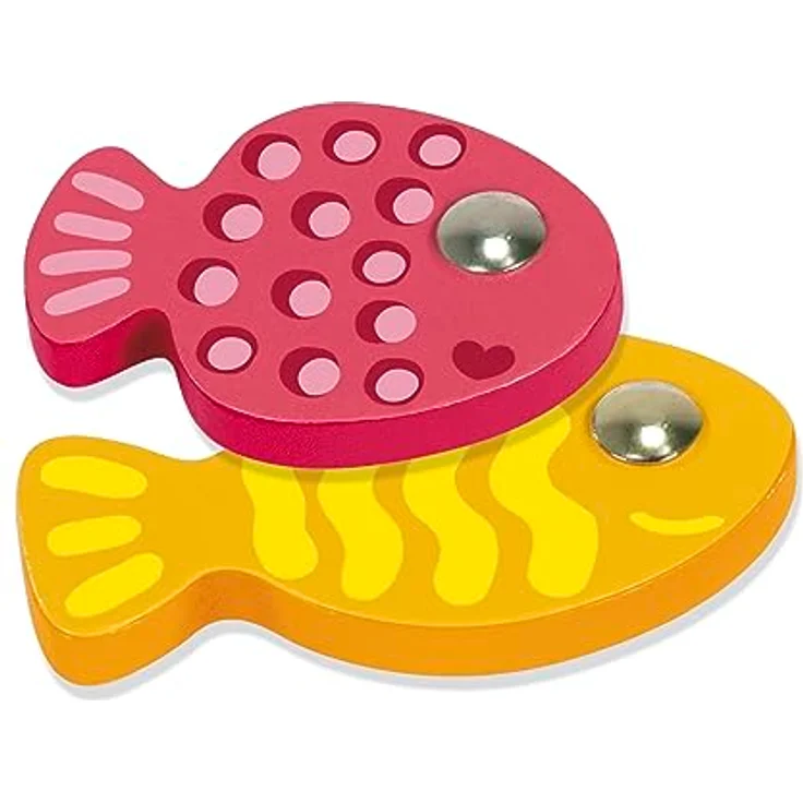 Goula Angelspiel, Brettspiel für Kinder ab 2 Jahren mit 2 magnetischen Angelruten und 12 bunten Holzfischen – Bild 4