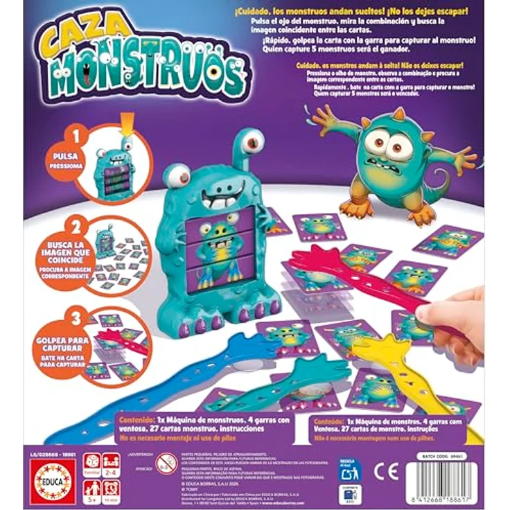 Educa Monsterjagd 18861, Brettspiel für 2-4 Spieler ab 5 Jahren, mehrfarbig, Spieldauer 10 Minuten – Bild 3