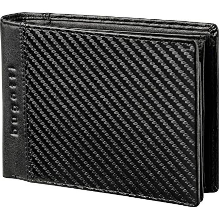 Bugatti Comet Geldbörse Herren Leder – Portemonnaie Herren Querformat Schwarz – Geldbeutel Portmonee Wallet Brieftasche Männer Portmonaise 7CC RFID