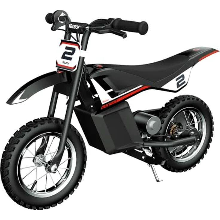 Razor Dirt Rocket MX125 Black+, Elektrisches Dirtbike für Kinder ab 7 Jahren, 10,8-V-Lithium-Akku, 8 mph maximale Geschwindigkeit